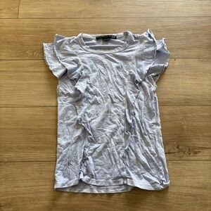 Veronica‎ Beard Jean Women's Blue Ruffle Short Sleeve T-Shirt Size XS